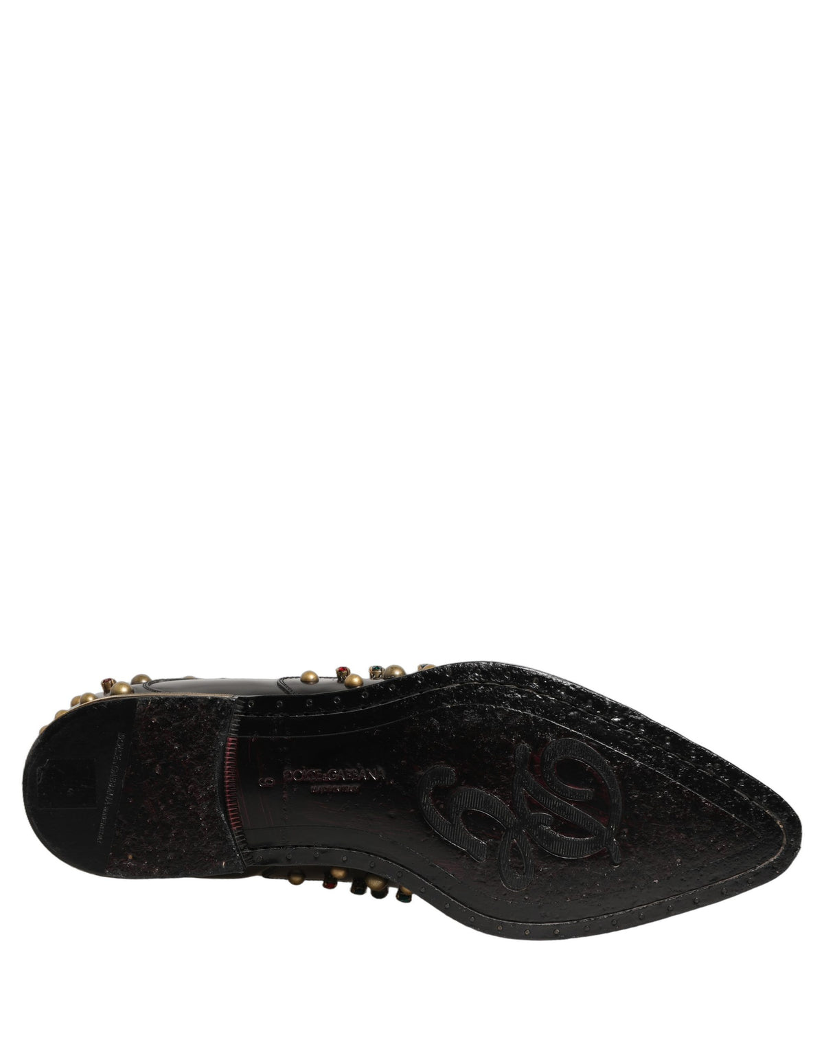 Dolce & Gabbana Black Leather Derby Dress Shoes with Studs