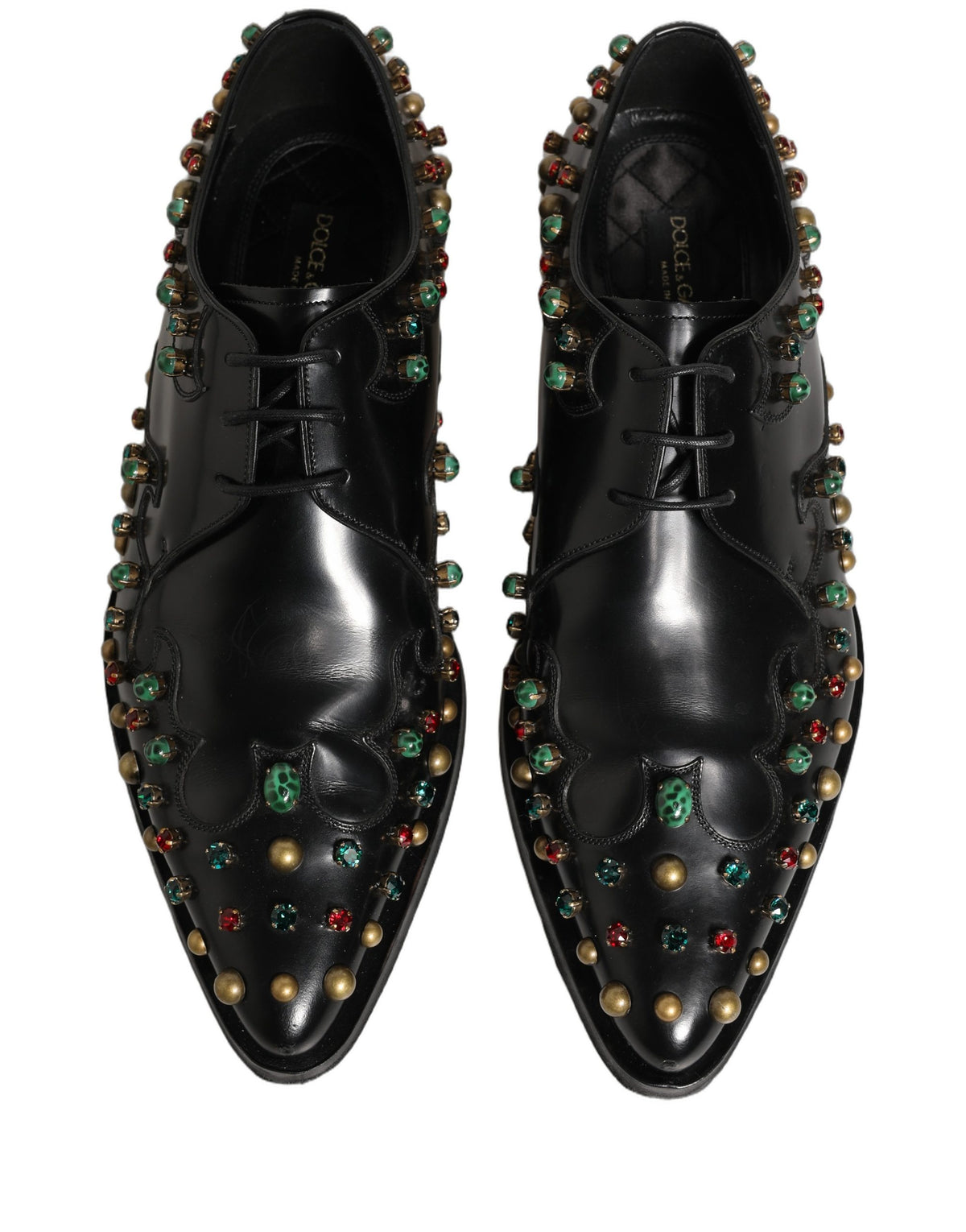 Dolce & Gabbana Black Leather Derby Dress Shoes with Studs