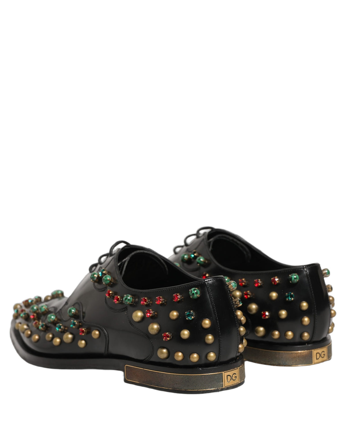 Dolce & Gabbana Black Leather Derby Dress Shoes with Studs