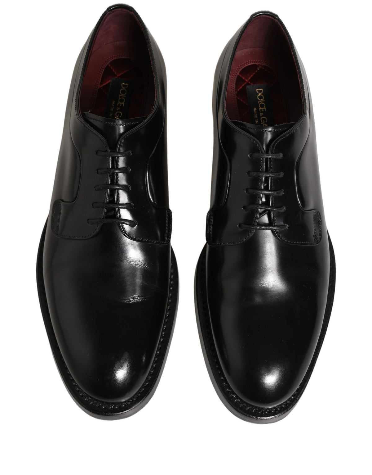 Dolce & Gabbana Black Leather Derby Dress Shoes for Men