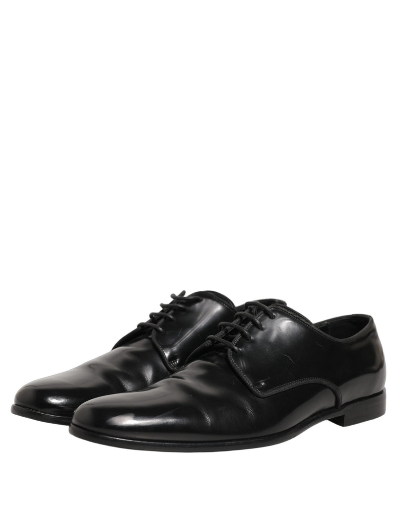 Dolce & Gabbana Black Leather Derby Dress Shoes for Men