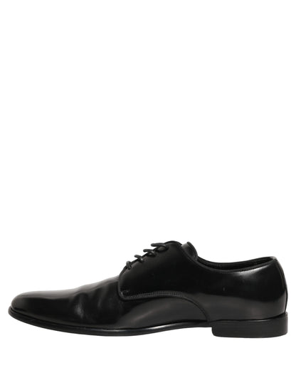 Dolce & Gabbana Black Leather Men Derby Dress Formal Shoes