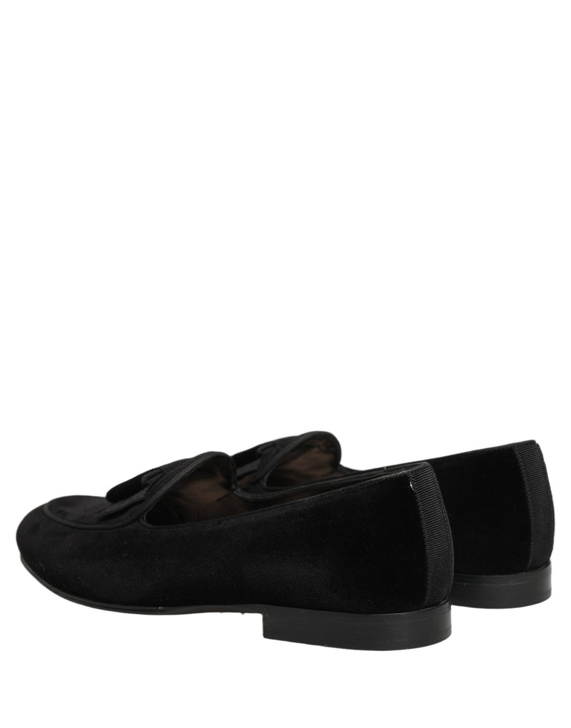 Dolce & Gabbana Black Velvet Loafers for Men - Formal Dress Shoes