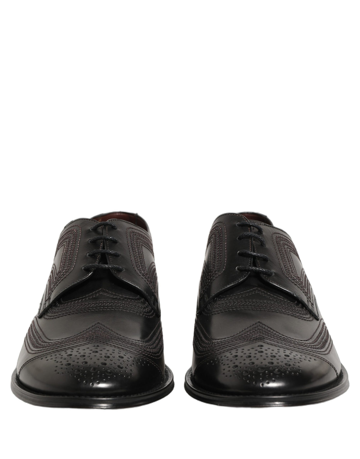 Chaussures de ville Richelieu en cuir brodé noir Dolce & Gabbana