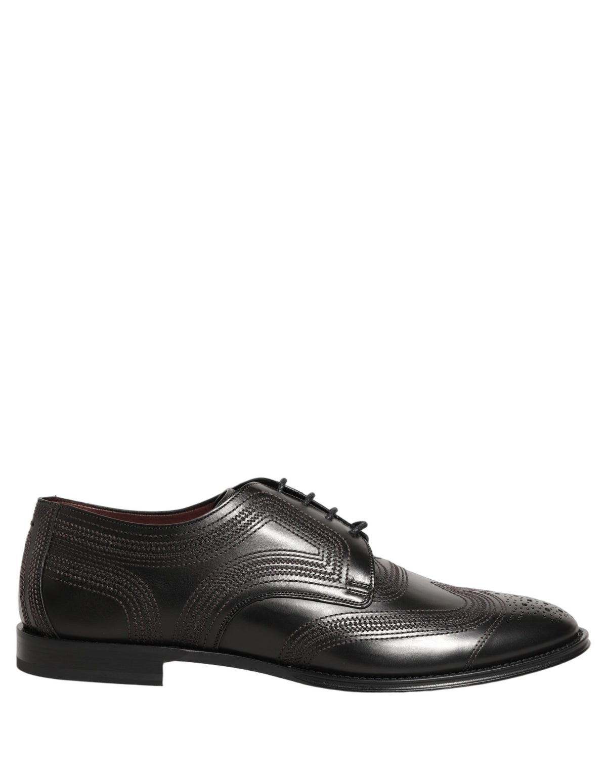 Chaussures de ville Richelieu en cuir brodé noir Dolce & Gabbana
