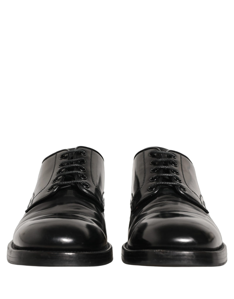 Dolce & Gabbana Black Leather Derby Dress Shoes for Men
