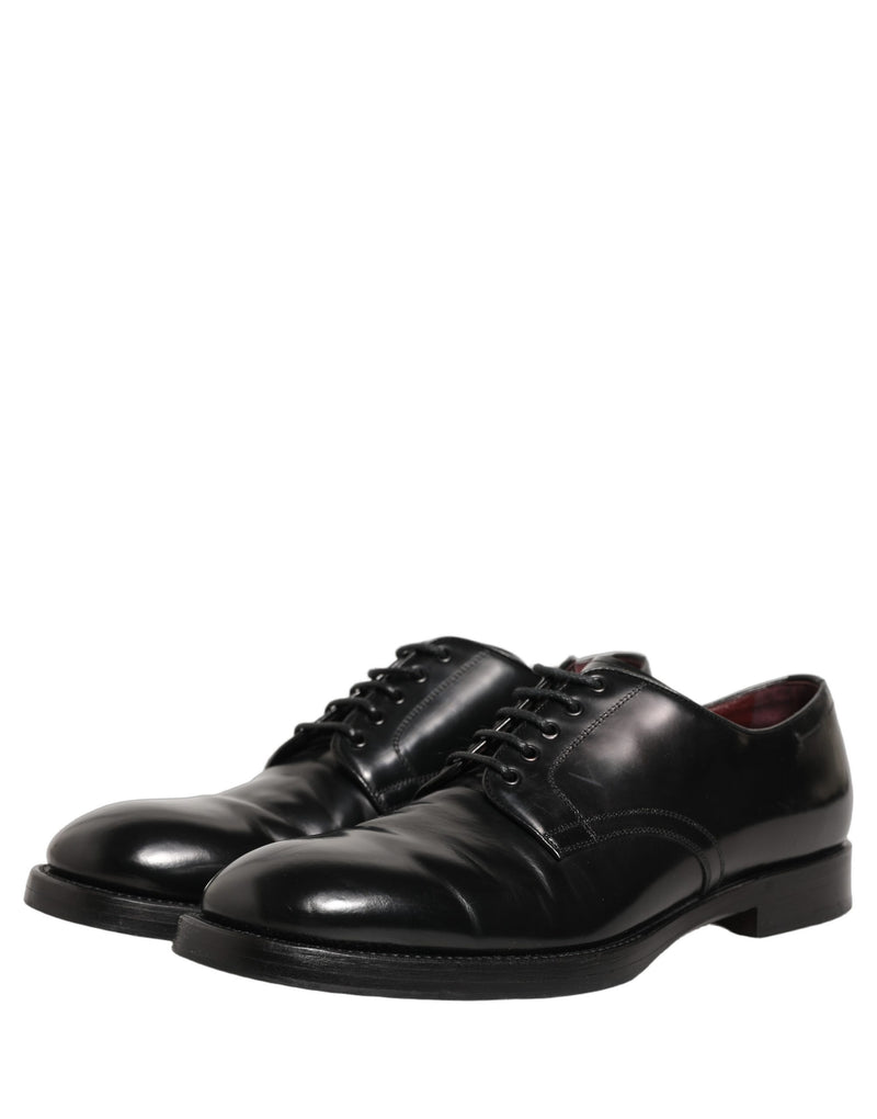 Dolce & Gabbana Black Leather Derby Dress Shoes for Men