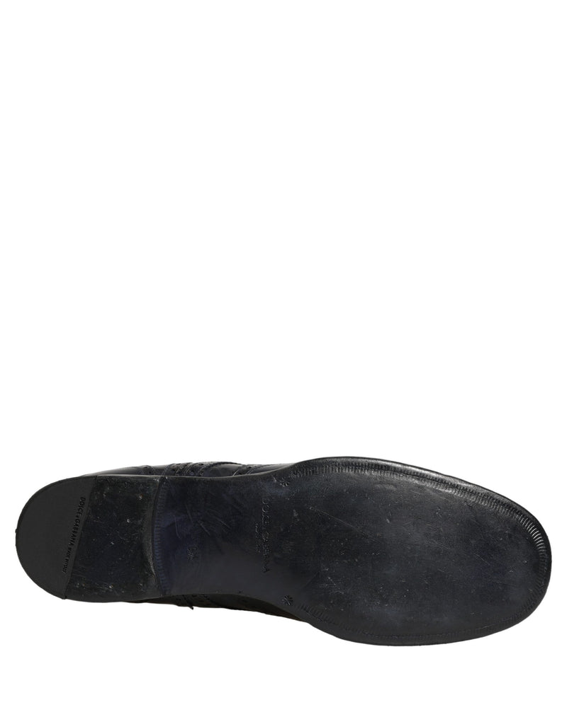 Dolce & Gabbana Black Leather Derby Wingtip Formal Shoes