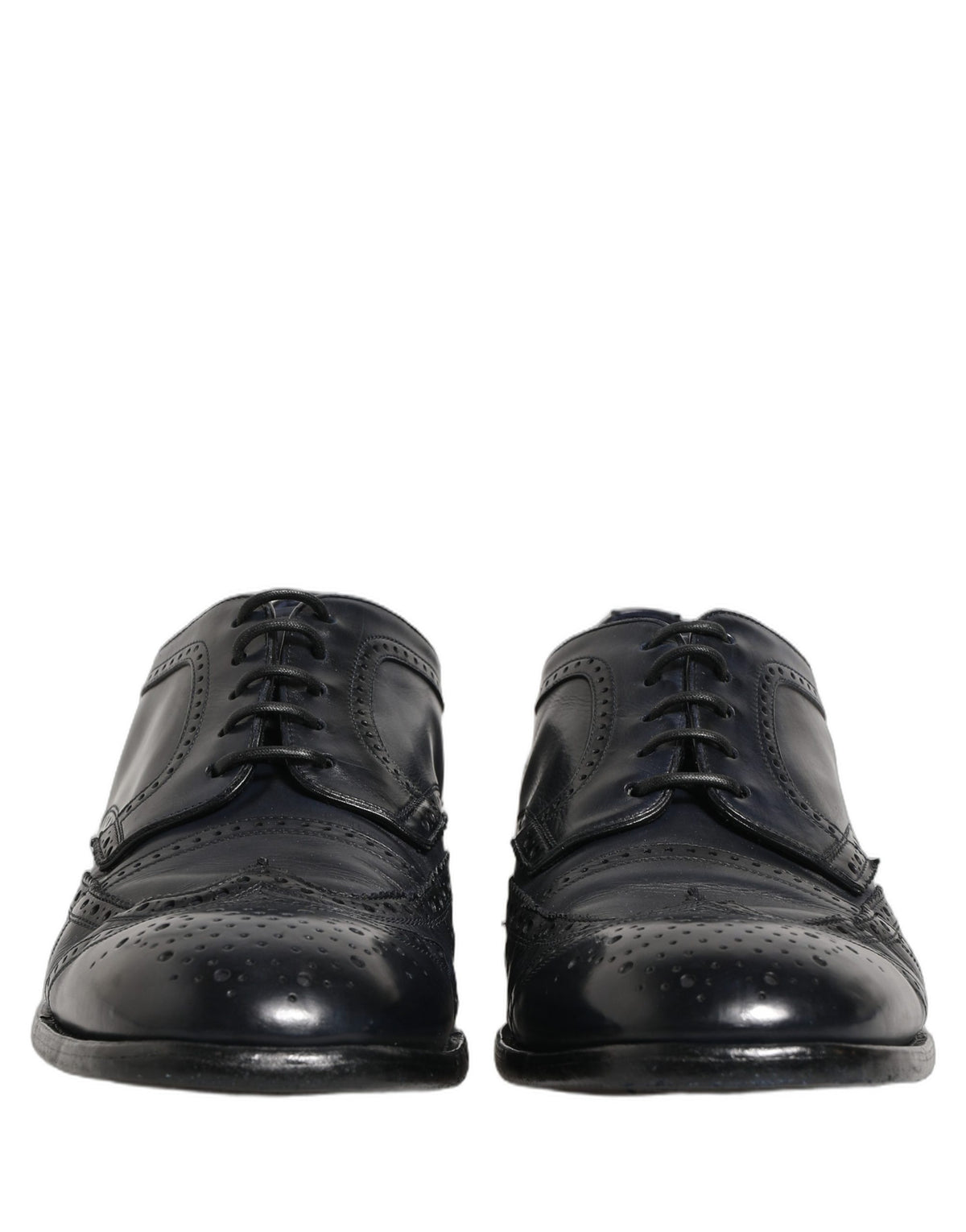 Dolce & Gabbana Black Leather Derby Wingtip Formal Shoes