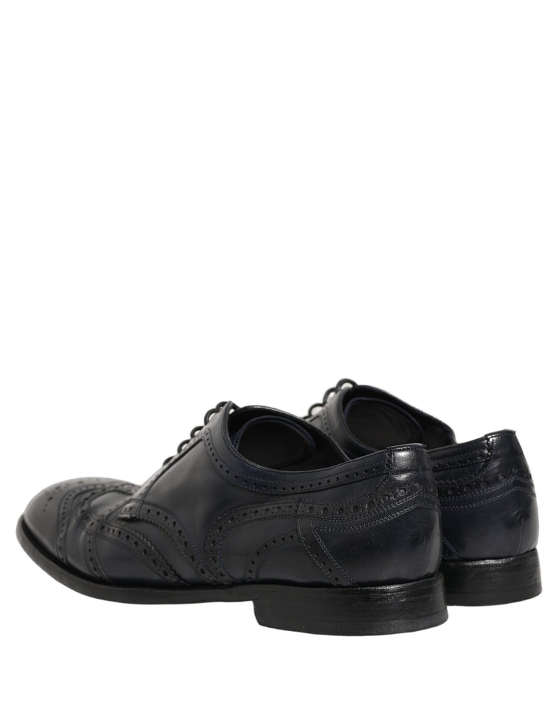 Dolce & Gabbana Black Leather Derby Wingtip Formal Shoes