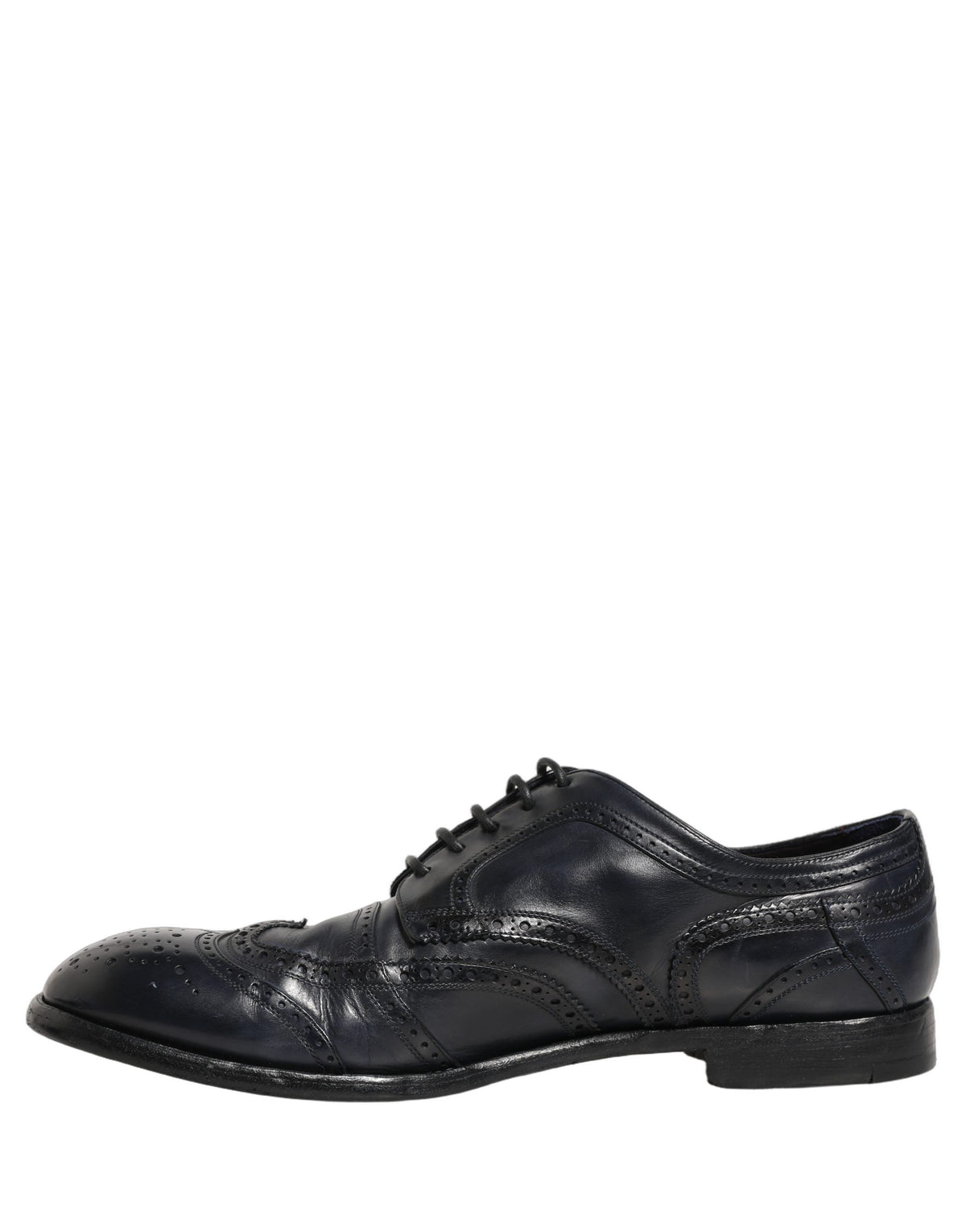 Dolce & Gabbana Black Leather Derby Wingtip Formal Shoes