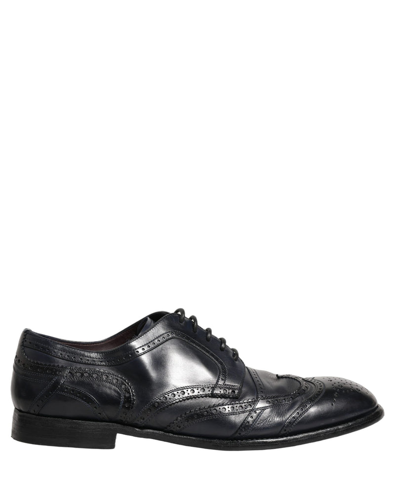 Dolce & Gabbana Black Leather Derby Wingtip Formal Shoes