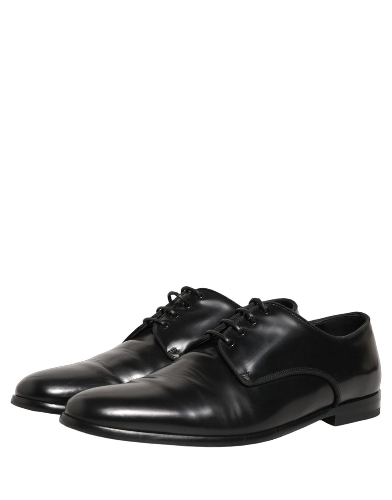 Dolce & Gabbana Black Leather Derby Dress Shoes for Men