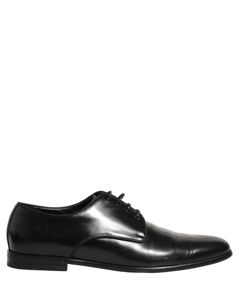 Dolce & Gabbana Black Leather Derby Dress Shoes for Men