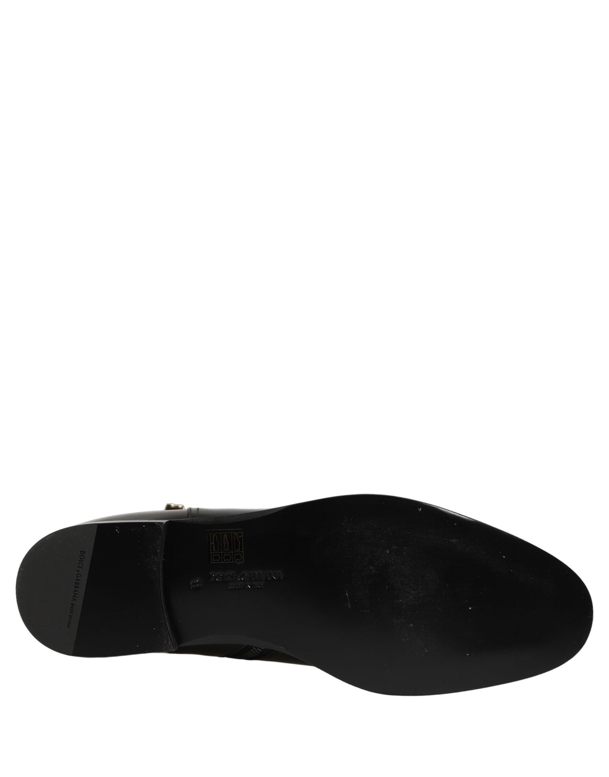 Dolce & Gabbana Black Leather Logo Buckle Mid Calf Boots