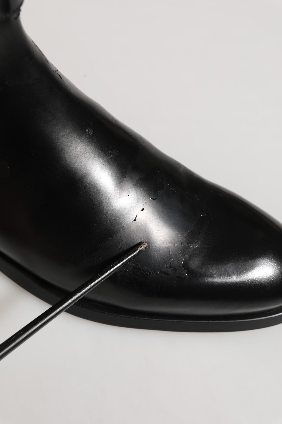 Dolce & Gabbana Black Leather Logo Buckle Mid Calf Boots