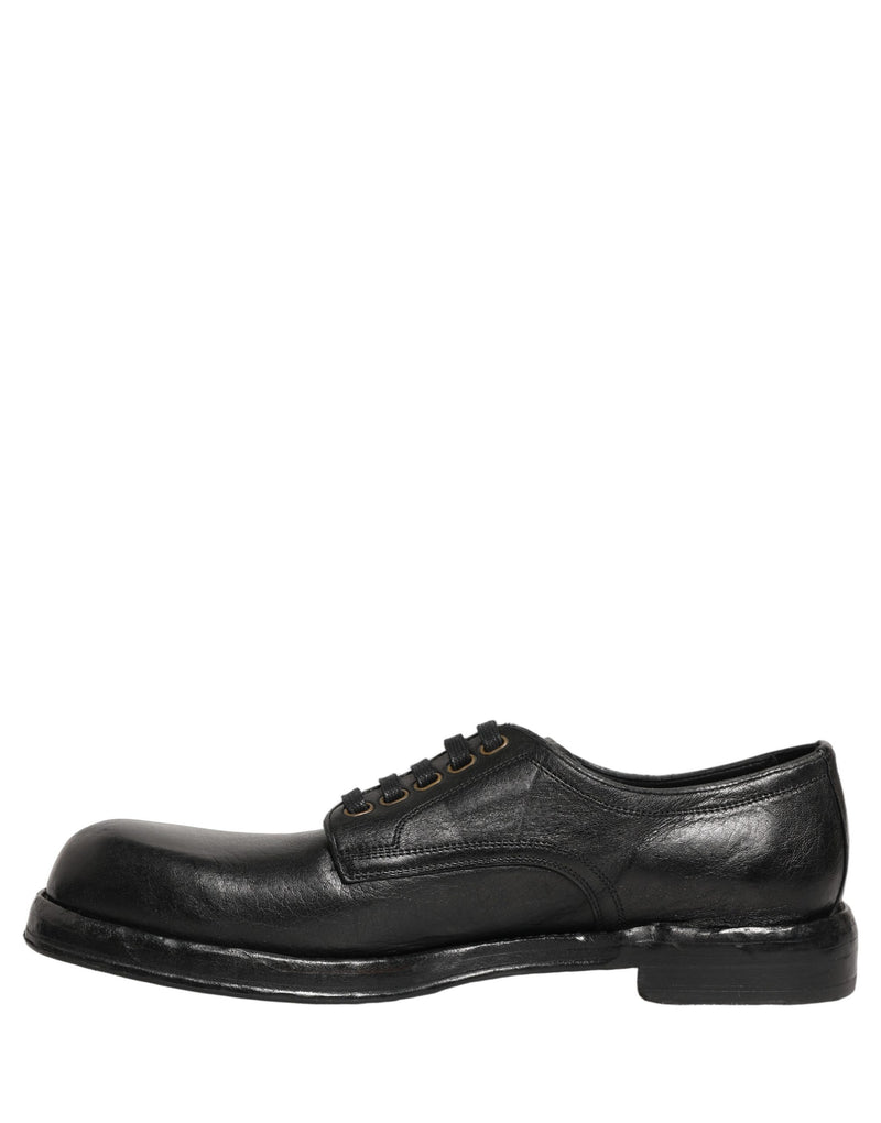 Dolce & Gabbana Black Leather Lace Up Derby Dress Shoes