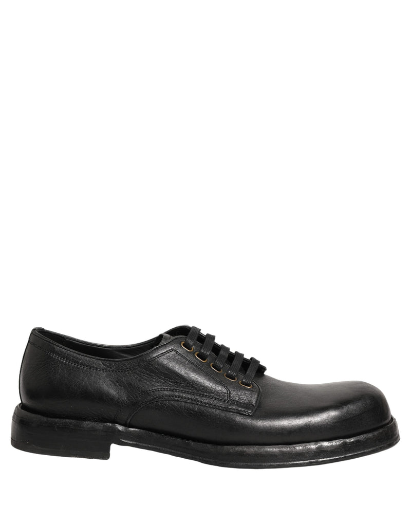 Dolce & Gabbana Black Leather Lace Up Derby Dress Shoes