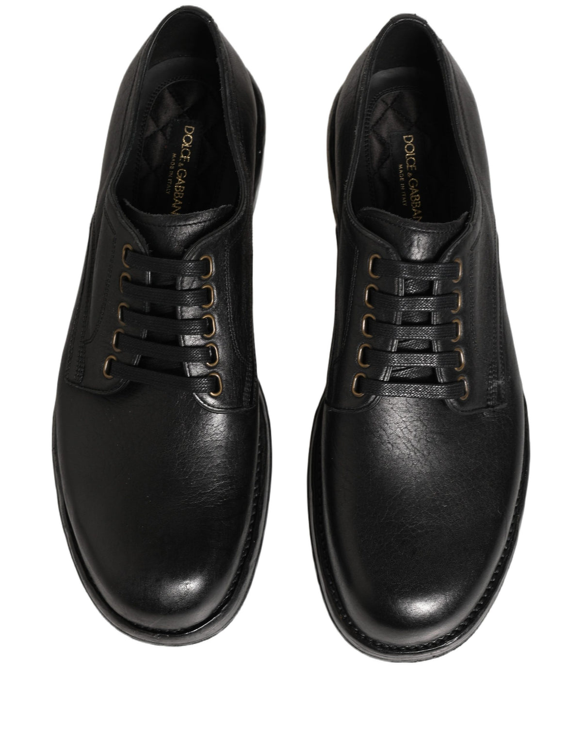 Dolce & Gabbana Black Leather Lace Up Derby Dress Shoes