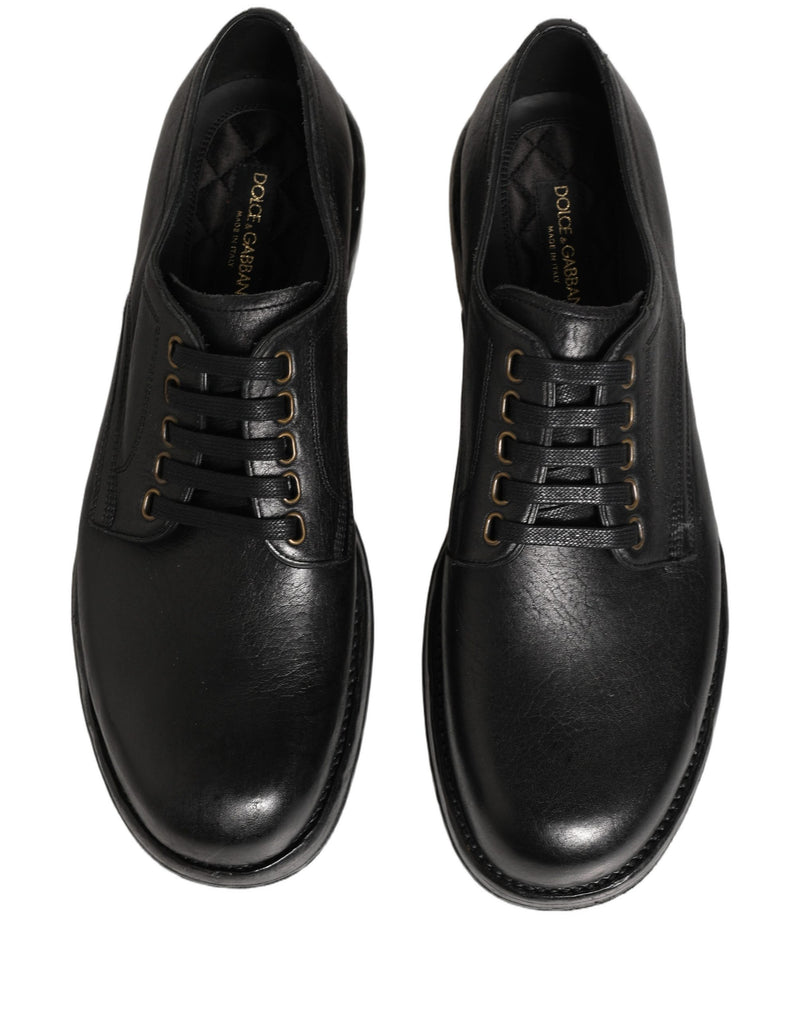 Dolce & Gabbana Black Leather Lace Up Derby Dress Shoes