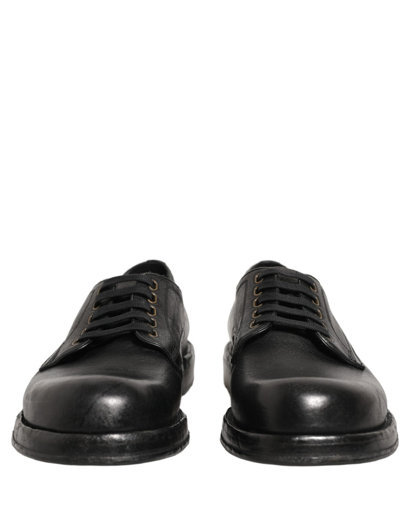 Dolce & Gabbana Black Leather Lace Up Derby Dress Shoes