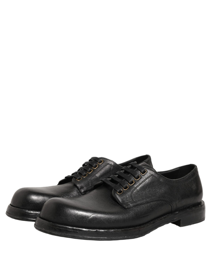 Dolce & Gabbana Black Leather Lace Up Derby Dress Shoes