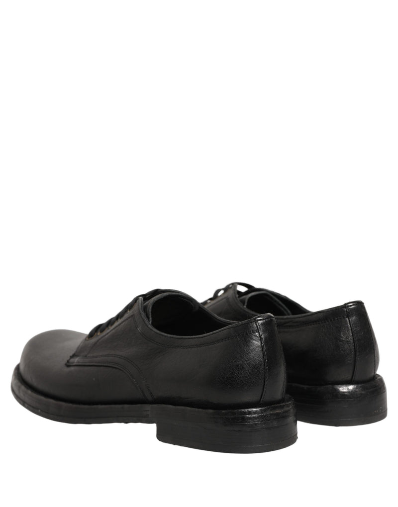 Dolce & Gabbana Black Leather Lace Up Derby Dress Shoes