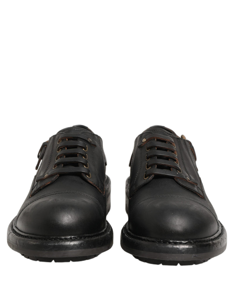 Dolce & Gabbana Black Leather Lace Up Derby Shoes for Men