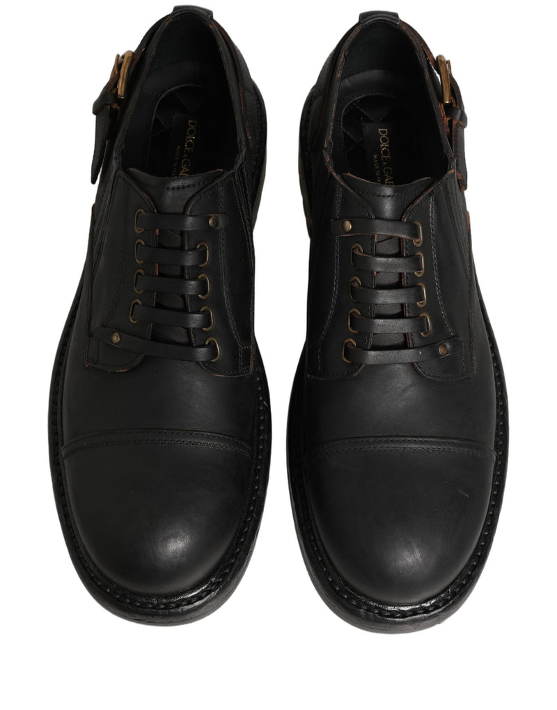 Dolce & Gabbana Black Leather Lace Up Derby Shoes for Men