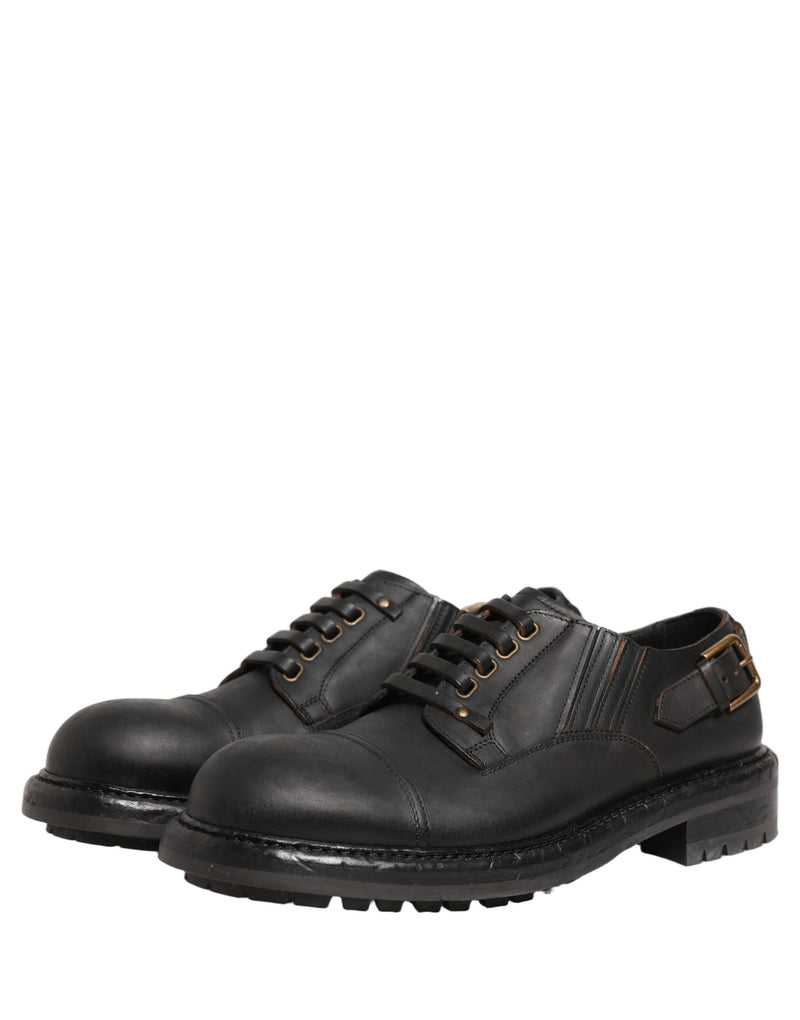 Dolce & Gabbana Black Leather Lace Up Derby Shoes for Men