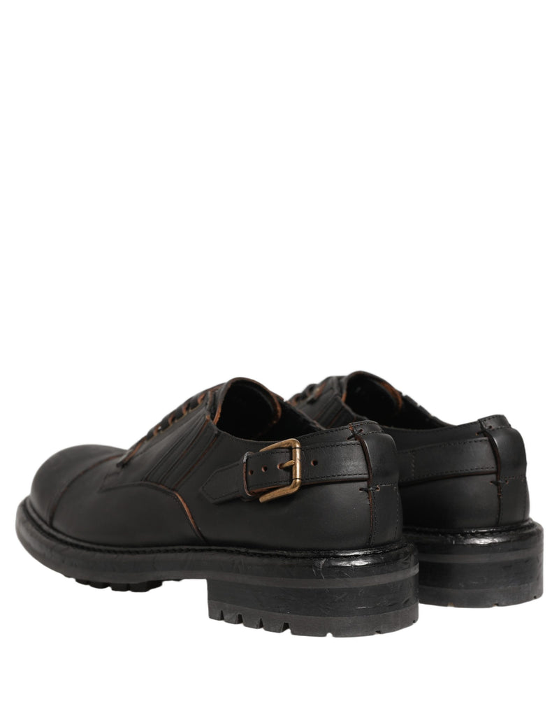 Dolce & Gabbana Black Leather Lace Up Derby Shoes for Men