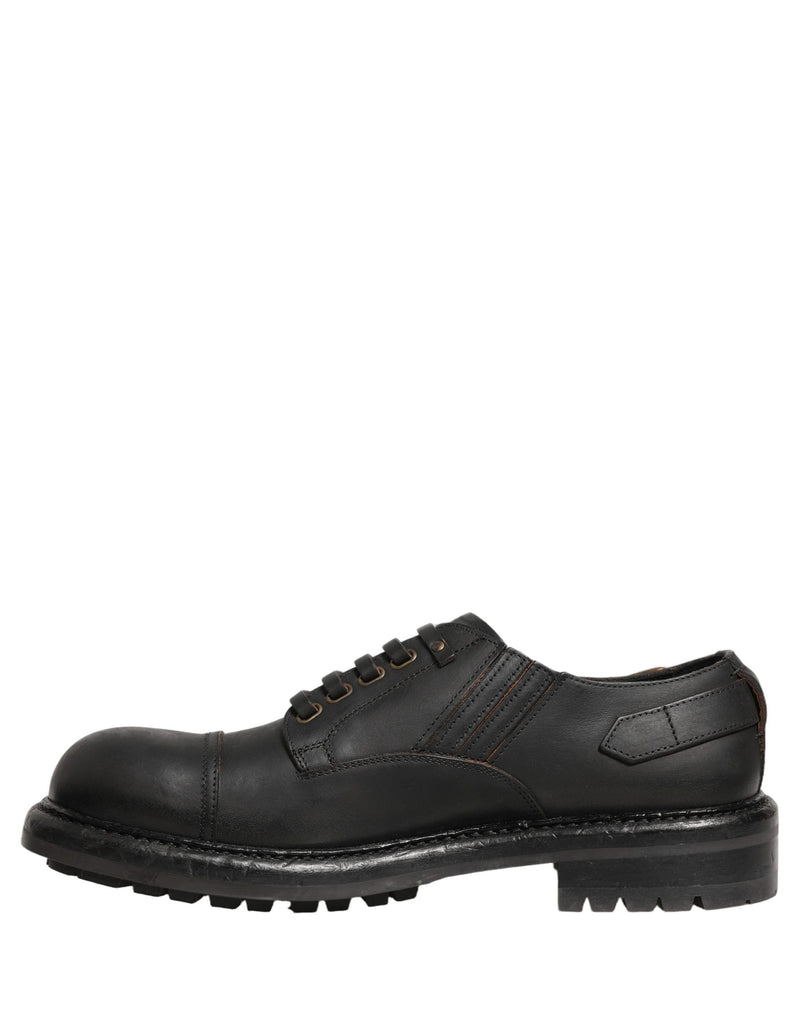Dolce & Gabbana Black Leather Lace Up Derby Shoes for Men