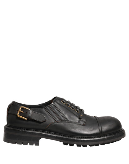 Dolce & Gabbana Black Leather Lace Up Derby Shoes for Men