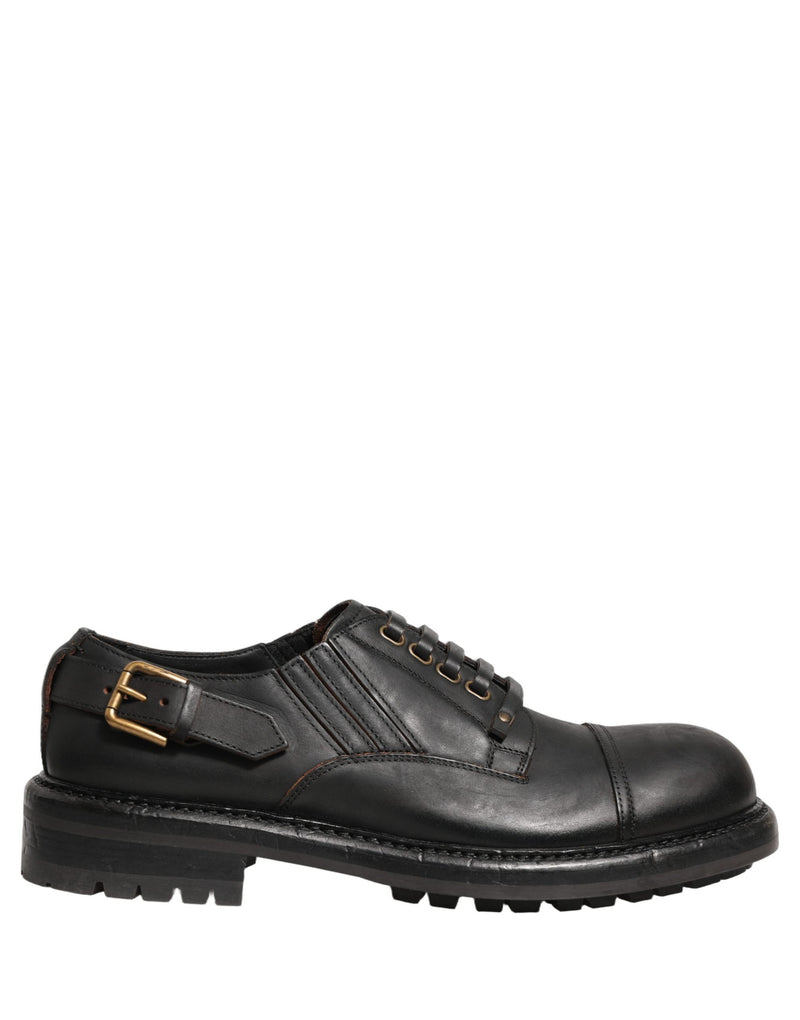 Dolce & Gabbana Black Leather Lace Up Derby Shoes for Men