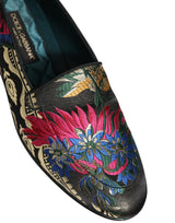 Dolce & Gabbana Black Jacquard Floral Loafers for Men