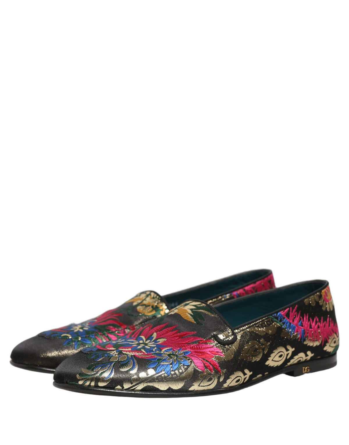 Dolce & Gabbana Black Jacquard Floral Loafers for Men