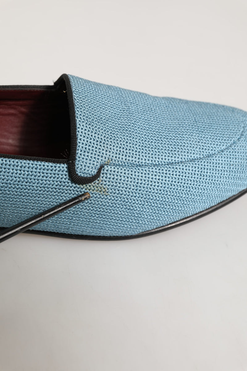 Dolce & Gabbana Blue Woven Men Slip-On Dress Loafers