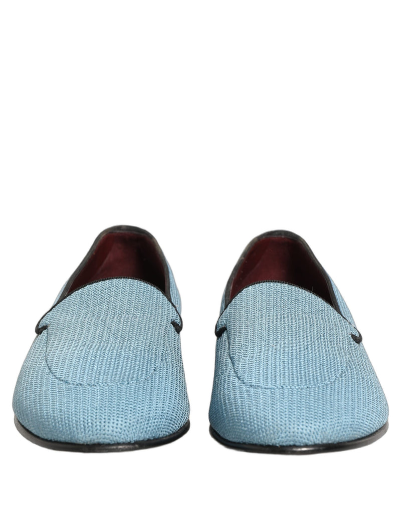 Dolce & Gabbana Blue Woven Men Slip-On Dress Loafers