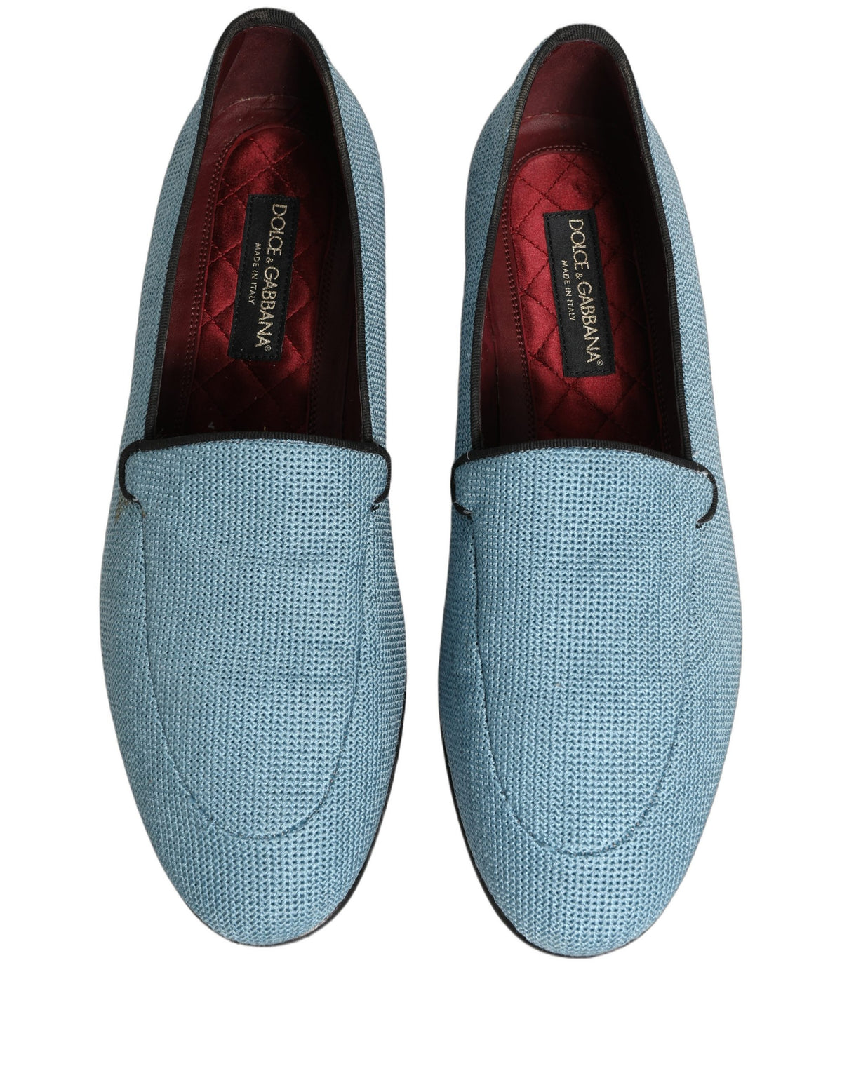 Dolce & Gabbana Blue Woven Men Slip-On Dress Loafers