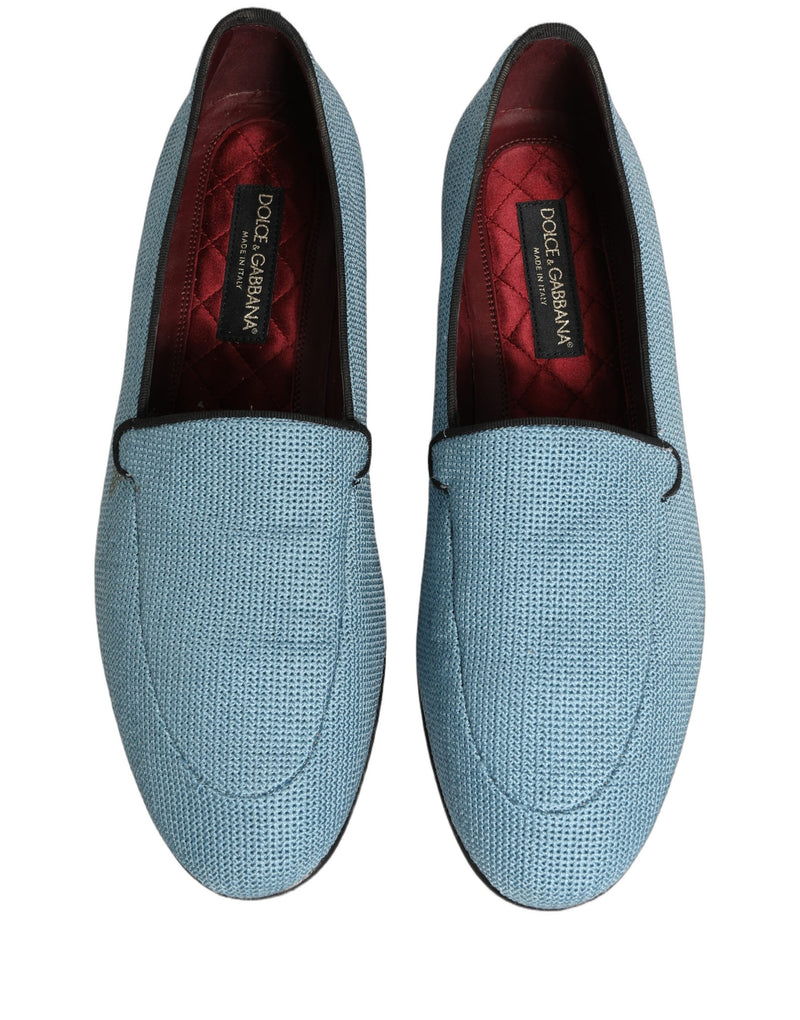 Dolce & Gabbana Blue Woven Men Slip-On Dress Loafers