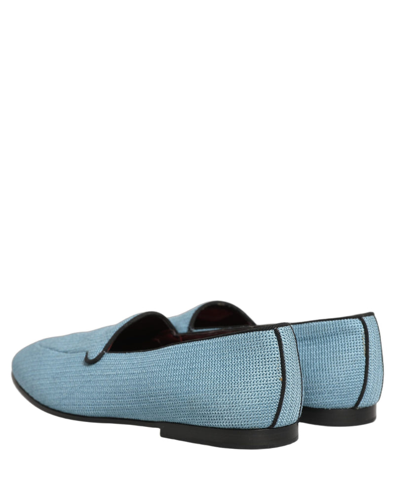 Dolce & Gabbana Blue Woven Men Slip-On Dress Loafers