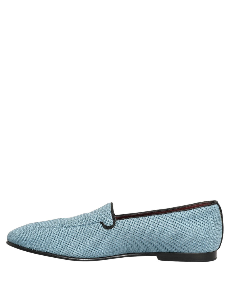 Dolce & Gabbana Blue Woven Men Slip-On Dress Loafers