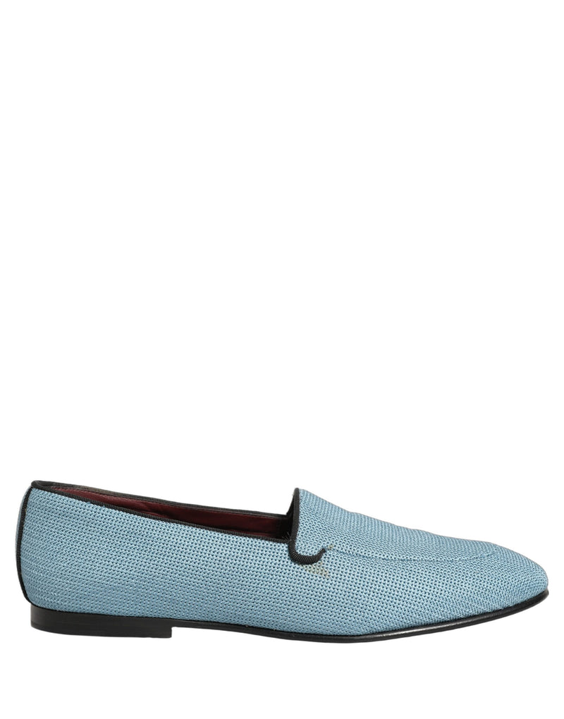 Dolce & Gabbana Blue Woven Men Slip-On Dress Loafers