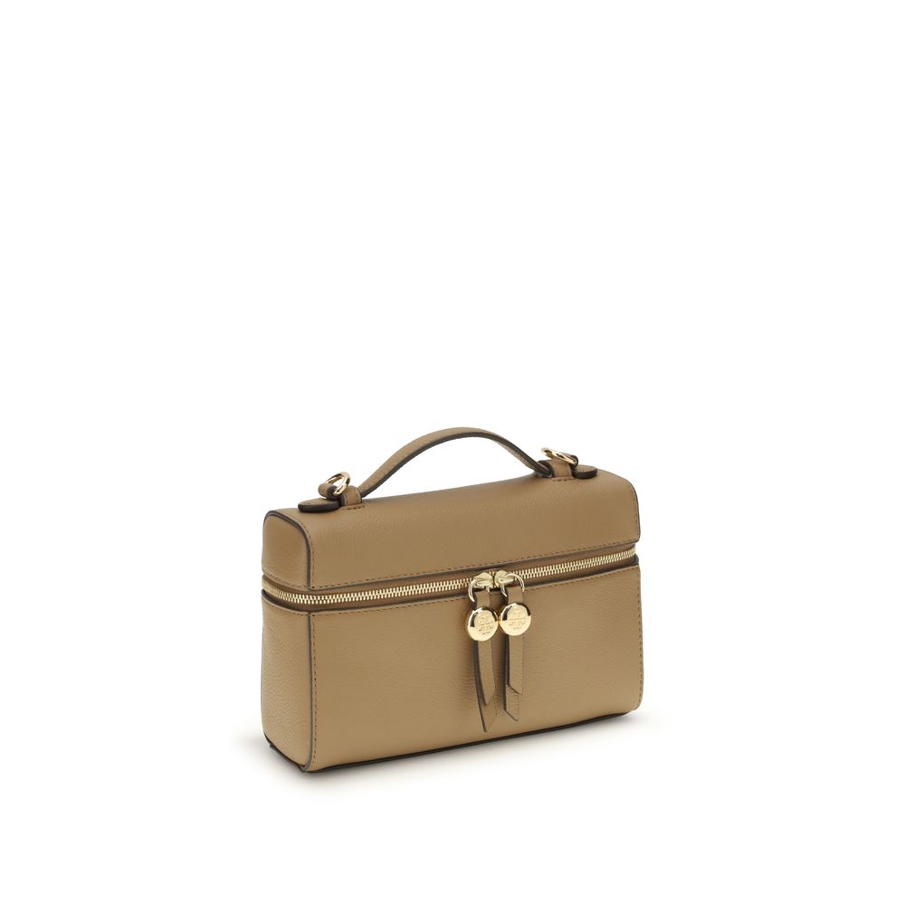 Tory Burch Beige Calf Leather Bos Taurus Handbag - Romy Slim