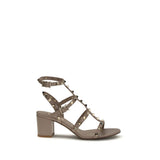 Valentino Garavani Beige Calf Leather Rockstud Strap-On Sandals