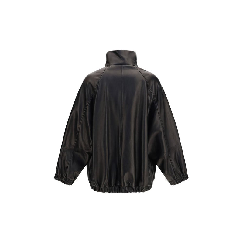 Brunello Cucinelli Black Lamb Ovis Aries Leather Jacket