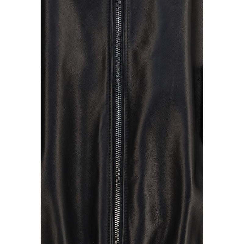 Brunello Cucinelli Black Lamb Ovis Aries Leather Jacket