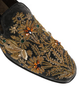 Dolce & Gabbana Black Velvet Embellished Dress Loafers