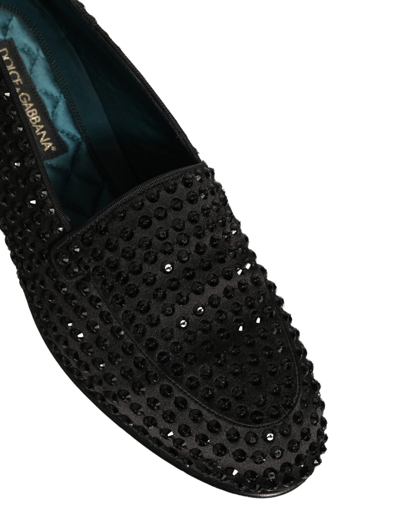 Dolce & Gabbana Black Rhinestone Embellished Loafers