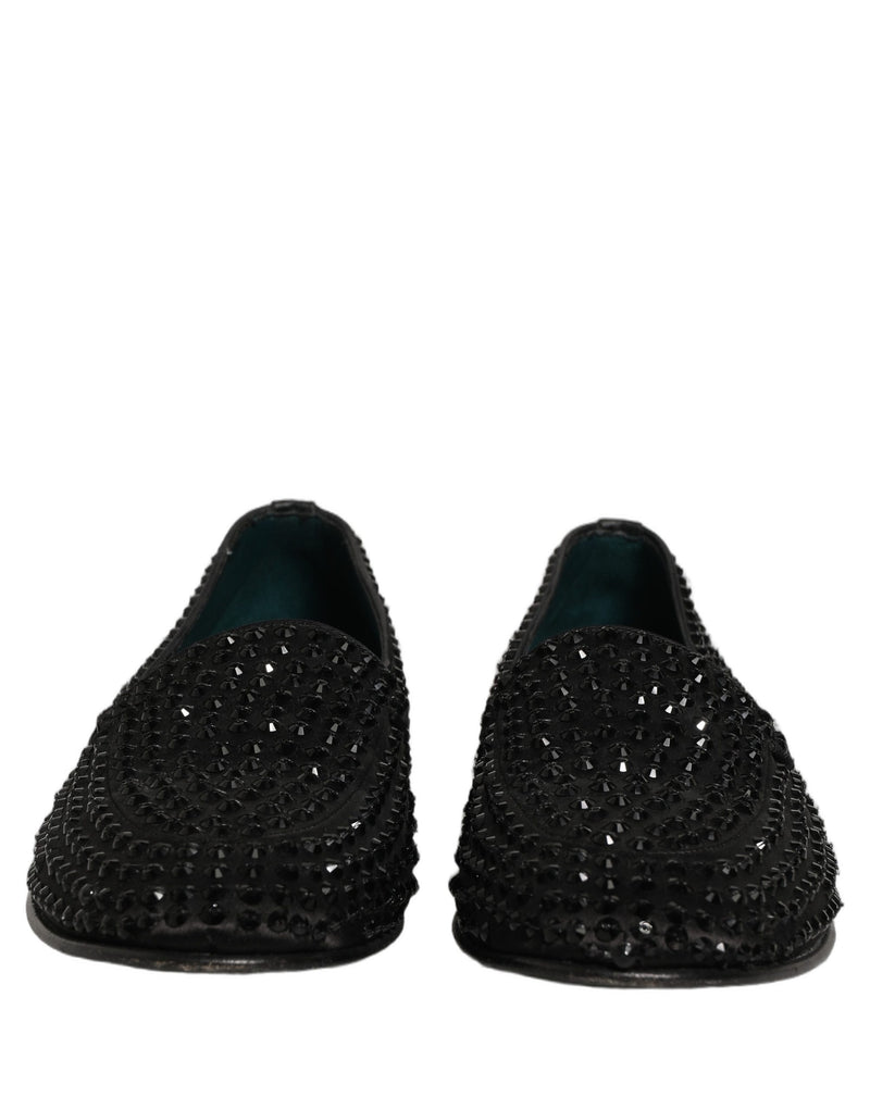 Dolce & Gabbana Black Rhinestone Embellished Loafers